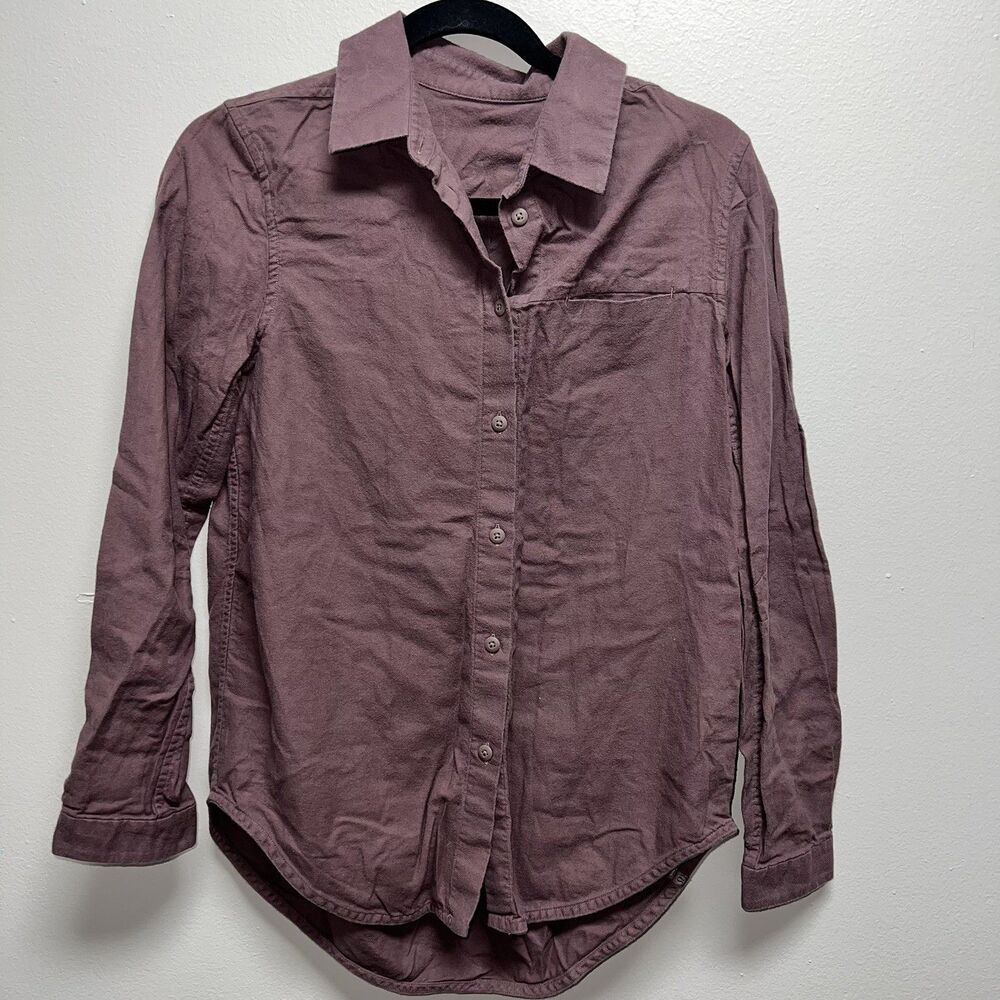 Lululemon Full Day Ahead Shirt Purple Flannel Button Up Antique Bark Size 4